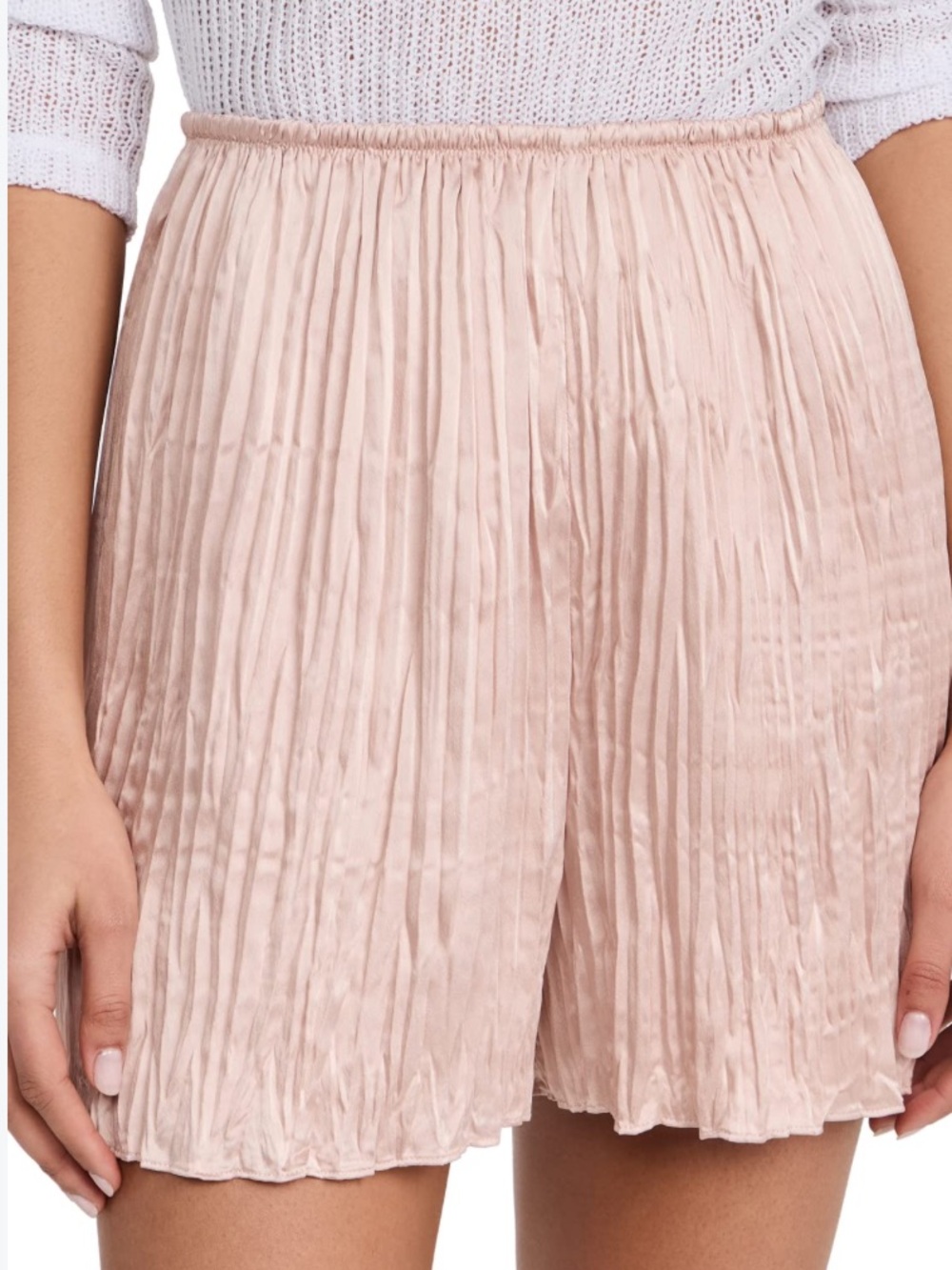 Vince Pleated Crushed High-Waist Shorts With Pockets in Blush